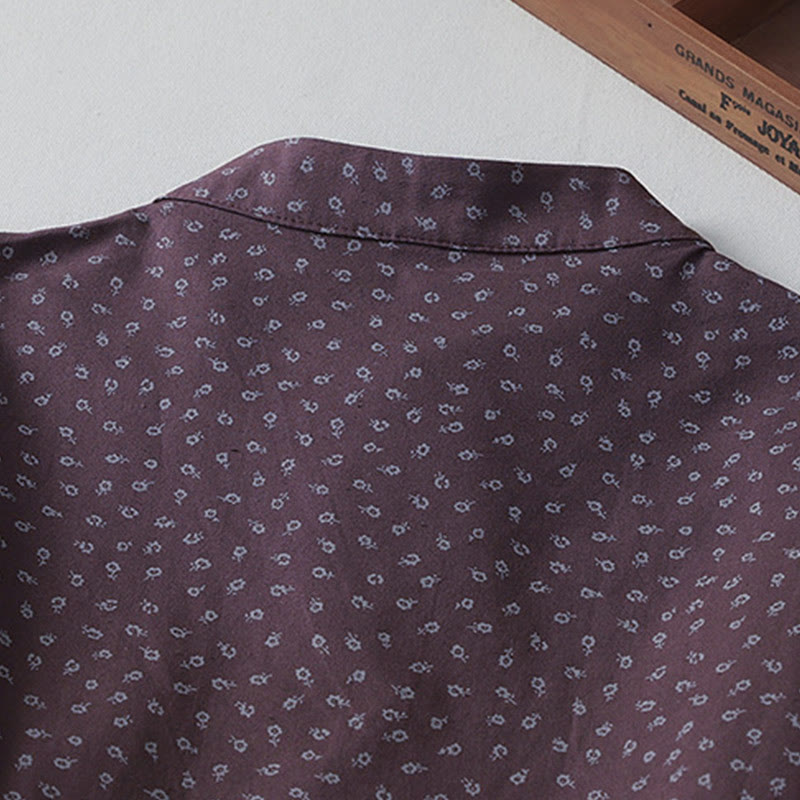 Buddha Stones Printing Floral Accordion Pleats Cotton Linen Long Sleeve Midi Dress With Pockets - image 9