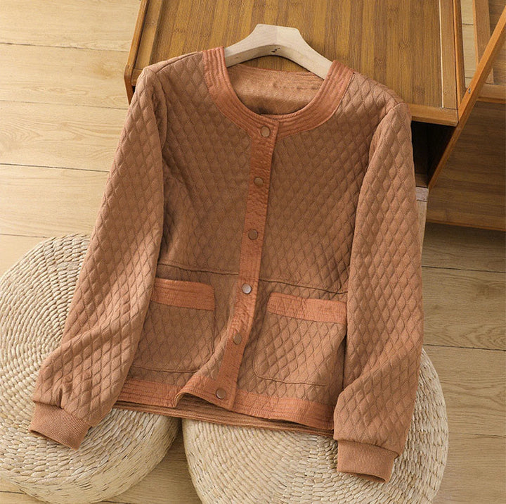 Buddha Stones Retro Plain Women's Cotton Long Sleeve Jacket With Pockets - Chocolate - US12，UK/AU16，EU44 (3XL) - image 22