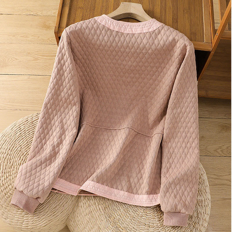 Buddha Stones Retro Plain Women's Cotton Long Sleeve Jacket With Pockets - image 8
