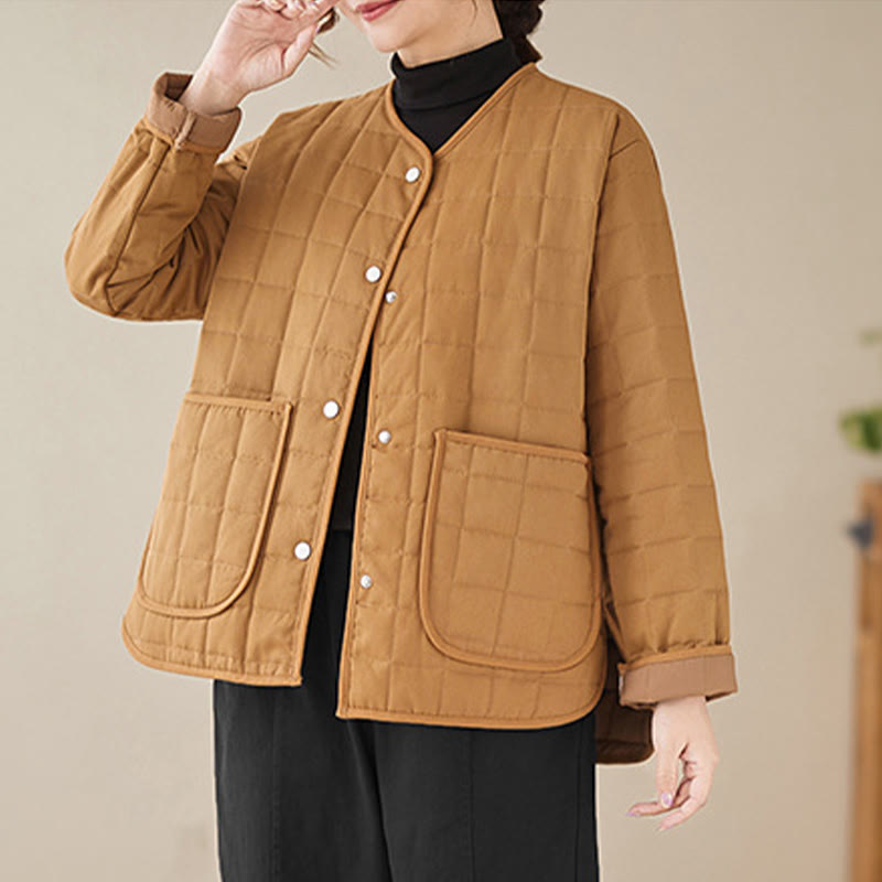 Buddha Stones Retro Plain Women's Thick Cotton Long Sleeve Coat Jacket With Pockets - Peru - US14，UK/AU18，EU46 (2XL) - image 21