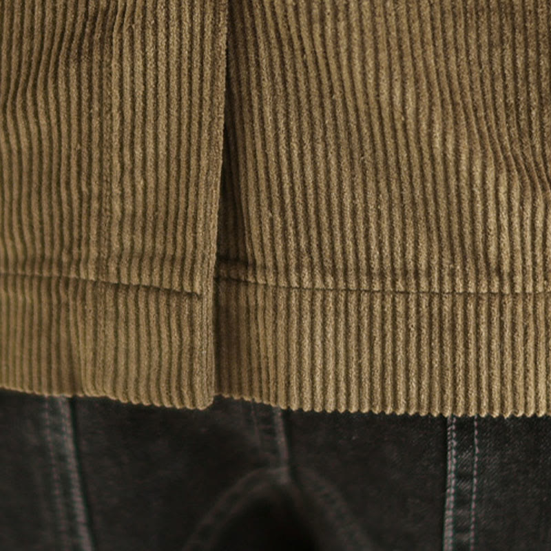 Buddha Stones Retro Plain Women's Cotton Long Sleeve Corduroy Jacket With Pockets - image 11