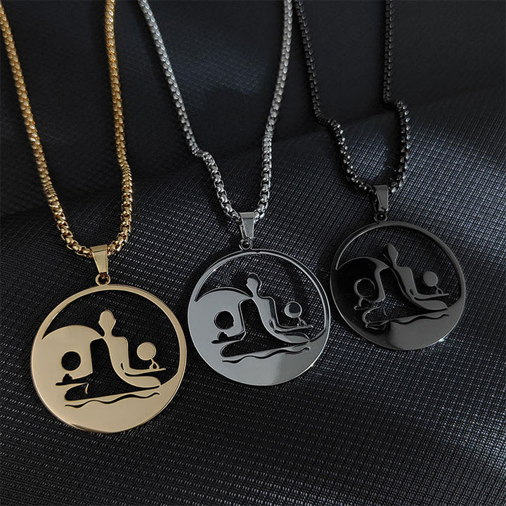 Buddha Stones Yin Yang Buddha Figure Hollow Design Stainless Steel Balance Necklace Pendant - image 12