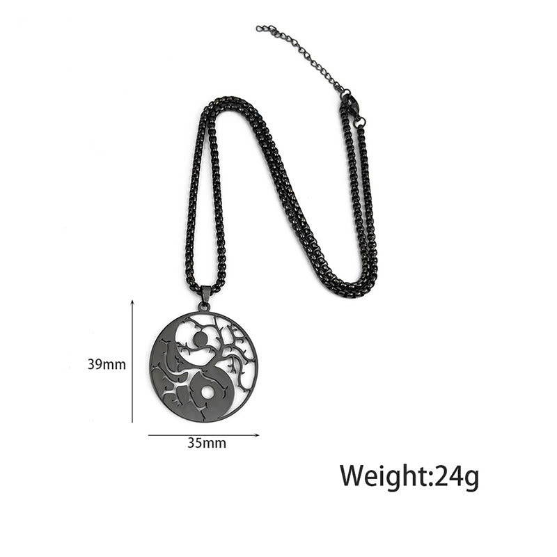 Buddha Stones Branches Hollow Yin Yang Design Stainless Steel Balance Necklace Pendant - image 10