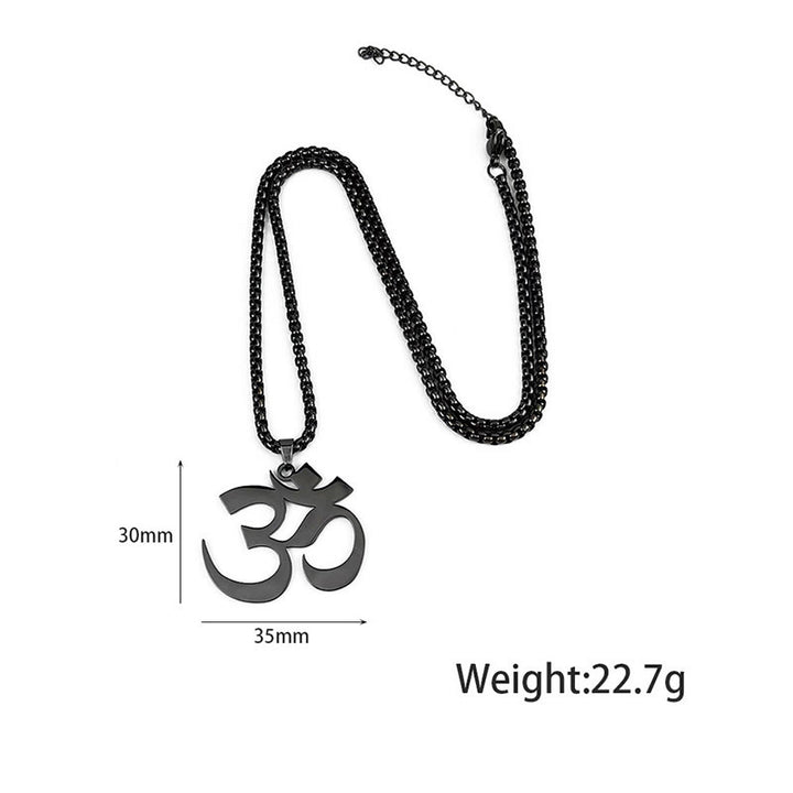 Buddha Stones Om Symbol Mantra Stainless Steel Focus Necklace Pendant - image 11