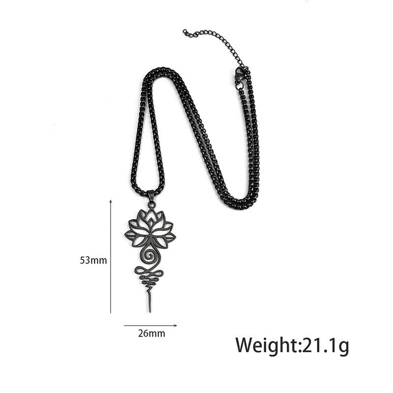Buddha Stones Lotus Unalome Chakra Symbol Design Stainless Steel Enlightenment Necklace Pendant - image 7
