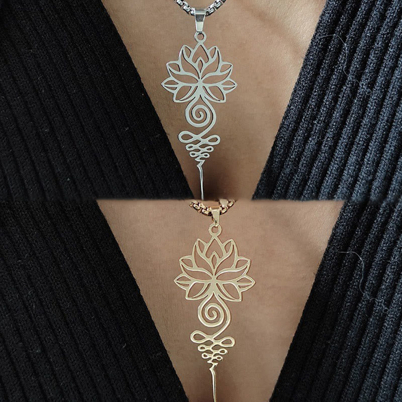 Buddha Stones Lotus Unalome Chakra Symbol Design Stainless Steel Enlightenment Necklace Pendant - image 11