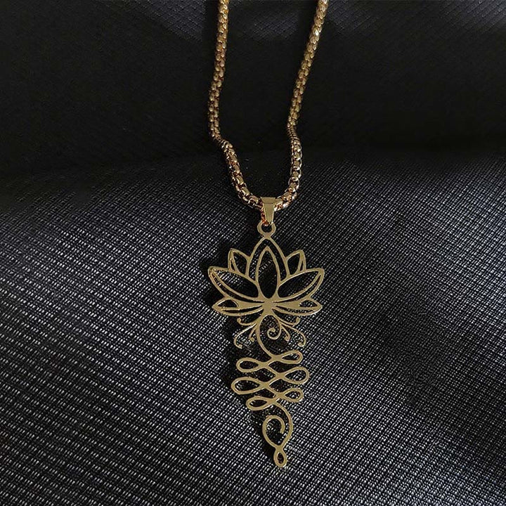 Buddha Stones Lotus Vines Design Chakra Symbol Stainless Steel Enlightenment Necklace Pendant - image 6