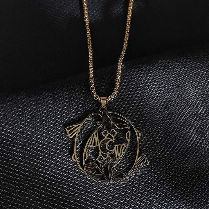 Buddha Stones Vintage Koi Fish Hollow Design Stainless Steel Luck Necklace Pendant - image 7