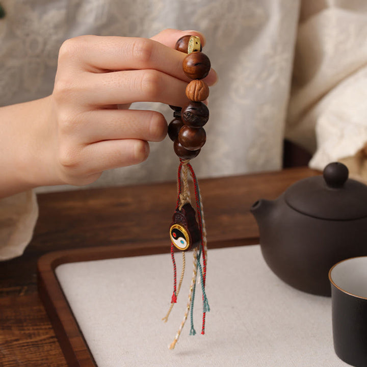 Buddha Stones Tibet Lightning Struck Jujube Wood Yin Yang Luck Bracelet - image 10