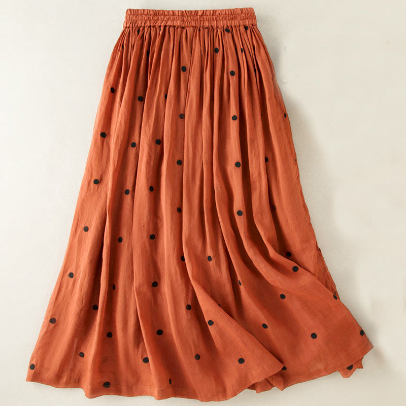 Buddha Stones Artistic Vintage Dot Pattern Women's Pleated Skirt - image 33