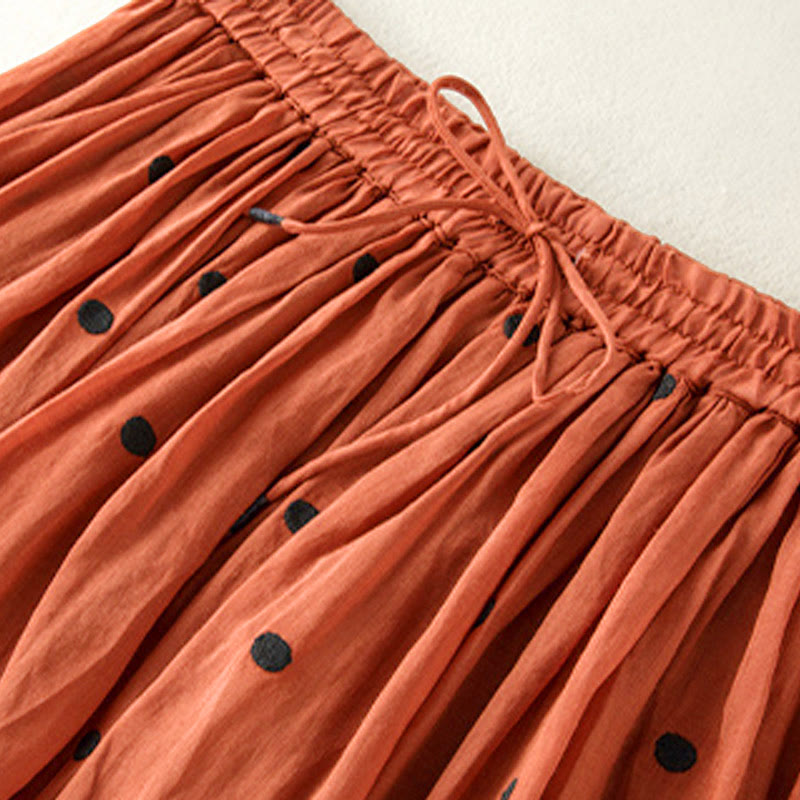 Buddha Stones Artistic Vintage Dot Pattern Women's Pleated Skirt - image 39