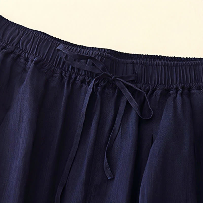 Buddha Stones Casual Loose Double Layer 7-8 Length Cropped Pants Women's Pants With Pockets - image 7