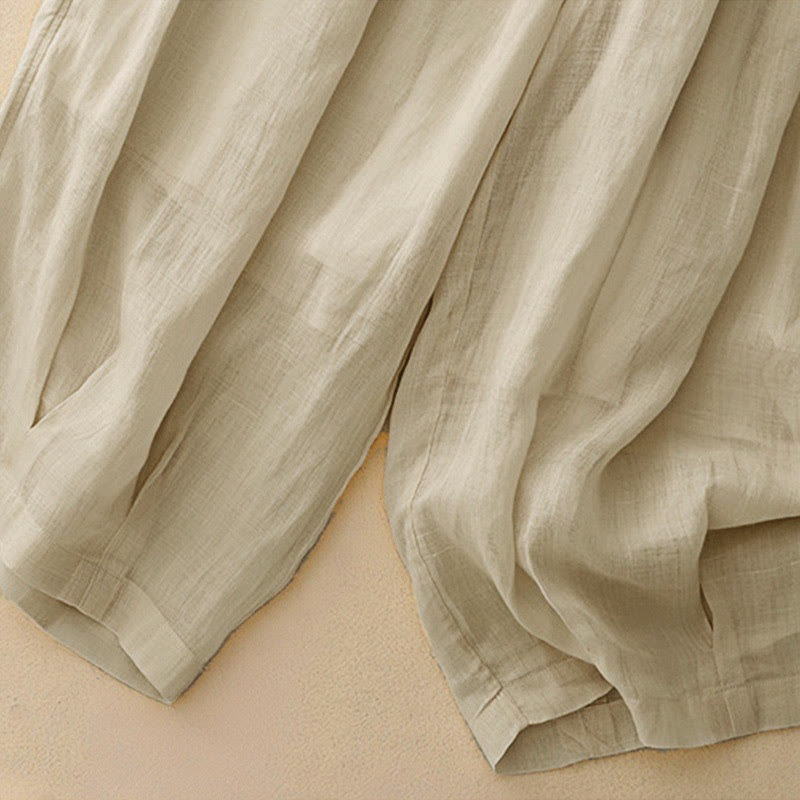 Buddha Stones Casual Loose Double Layer 7-8 Length Cropped Pants Women's Pants With Pockets - image 26