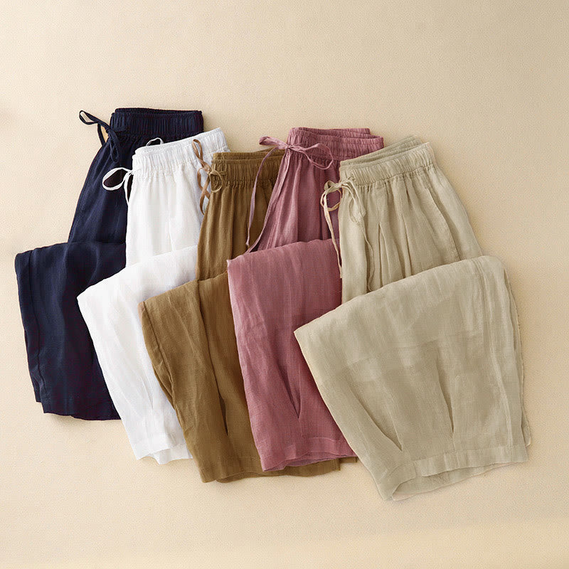 Buddha Stones Casual Loose Double Layer 7-8 Length Cropped Pants Women's Pants With Pockets - image 28