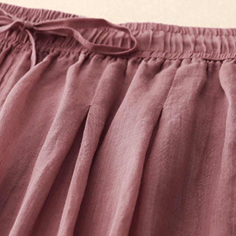 Buddha Stones Casual Loose Double Layer 7-8 Length Cropped Pants Women's Pants With Pockets - image 20