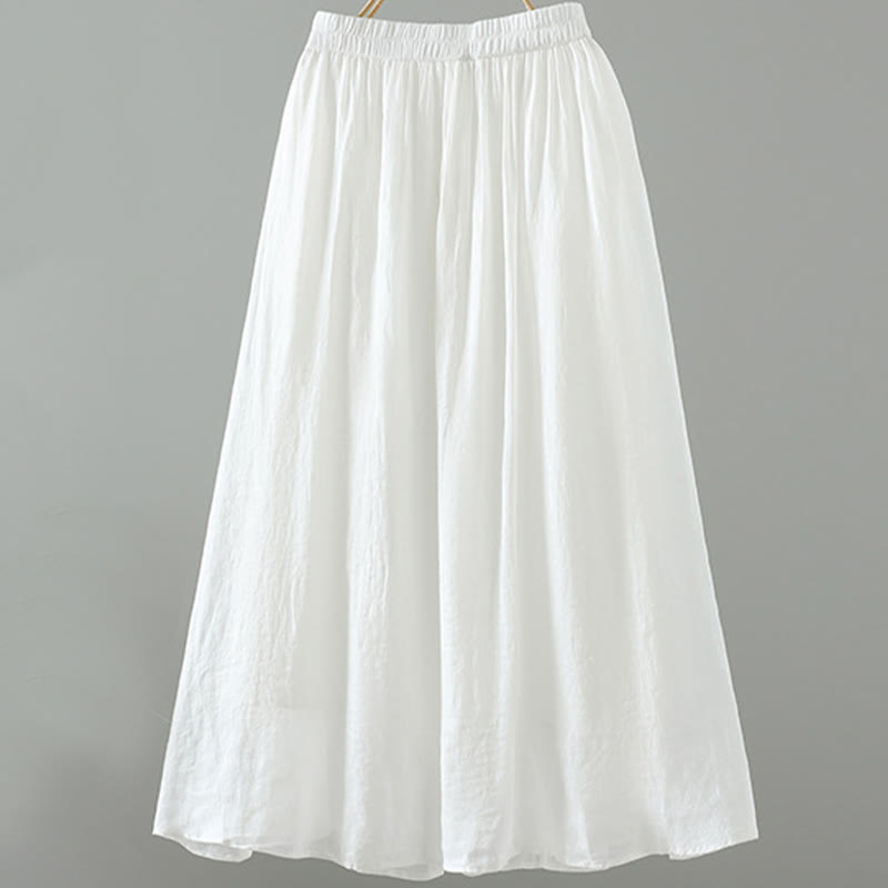 Buddha Stones Summer Retro Pure Color Tassel Design Women's Skirt With Pockets - image 6