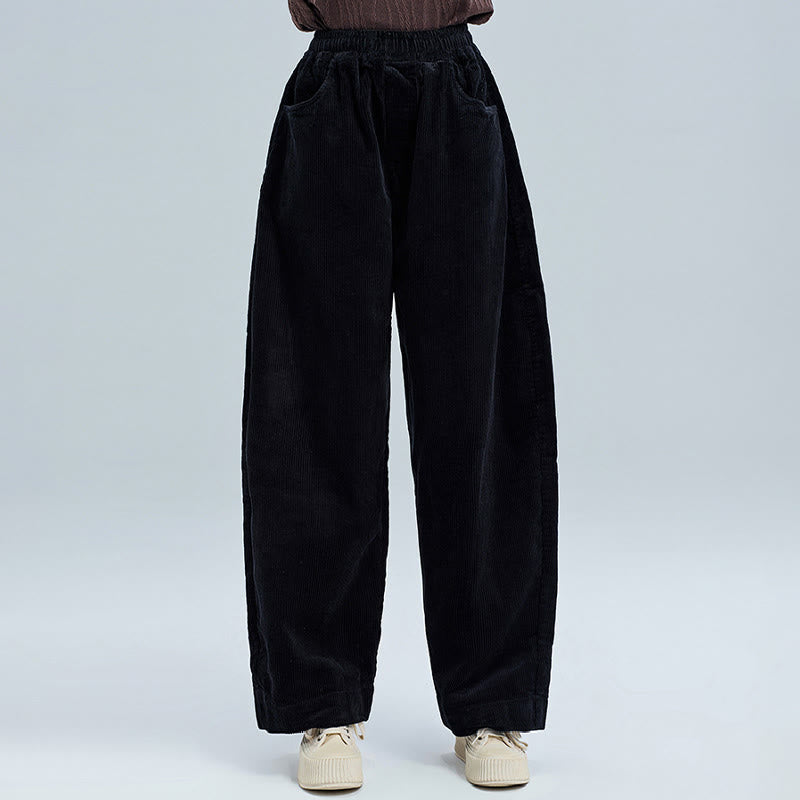 Buddha Stones Women's Fall Plain Ankle-Length Simple Design Corduroy Pants With Pockets - image 5