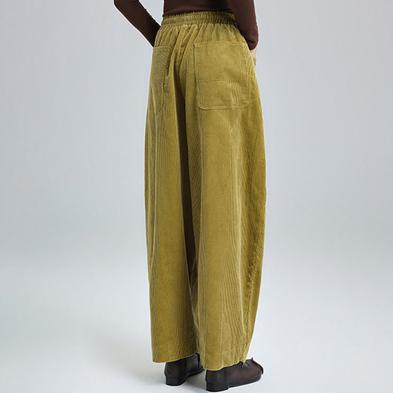 Buddha Stones Women's Fall Plain Ankle-Length Simple Design Corduroy Pants With Pockets - image 9