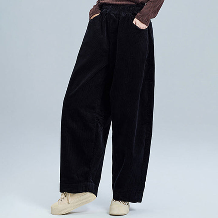 Buddha Stones Women's Fall Plain Ankle-Length Simple Design Corduroy Pants With Pockets - image 6