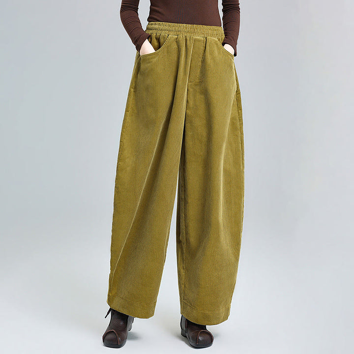 Buddha Stones Women's Fall Plain Ankle-Length Simple Design Corduroy Pants With Pockets - Goldenrod - US8-10，UK/AU12-14，EU40-42 (2XL) - image 7