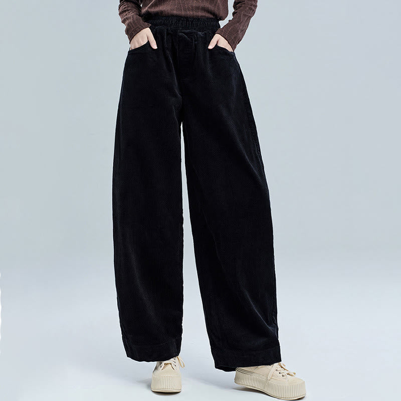 Buddha Stones Women's Fall Plain Ankle-Length Simple Design Corduroy Pants With Pockets - image 1