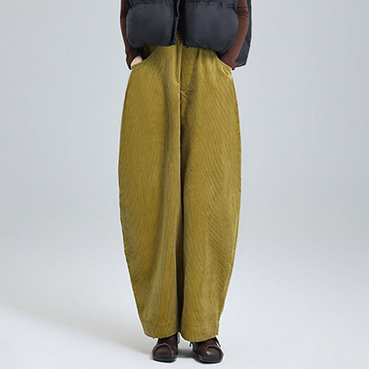 Buddha Stones Women's Fall Plain Ankle-Length Simple Design Corduroy Pants With Pockets - image 11