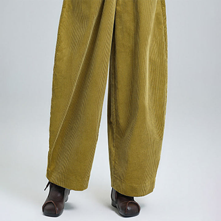 Buddha Stones Women's Fall Plain Ankle-Length Simple Design Corduroy Pants With Pockets - image 13