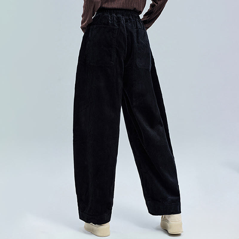 Buddha Stones Women's Fall Plain Ankle-Length Simple Design Corduroy Pants With Pockets - image 4