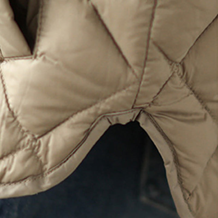 Buddha Stones Women's Fall Long Sleeve Diamond Quilted Design Cotton Thermal Jacket With Pockets - image 10