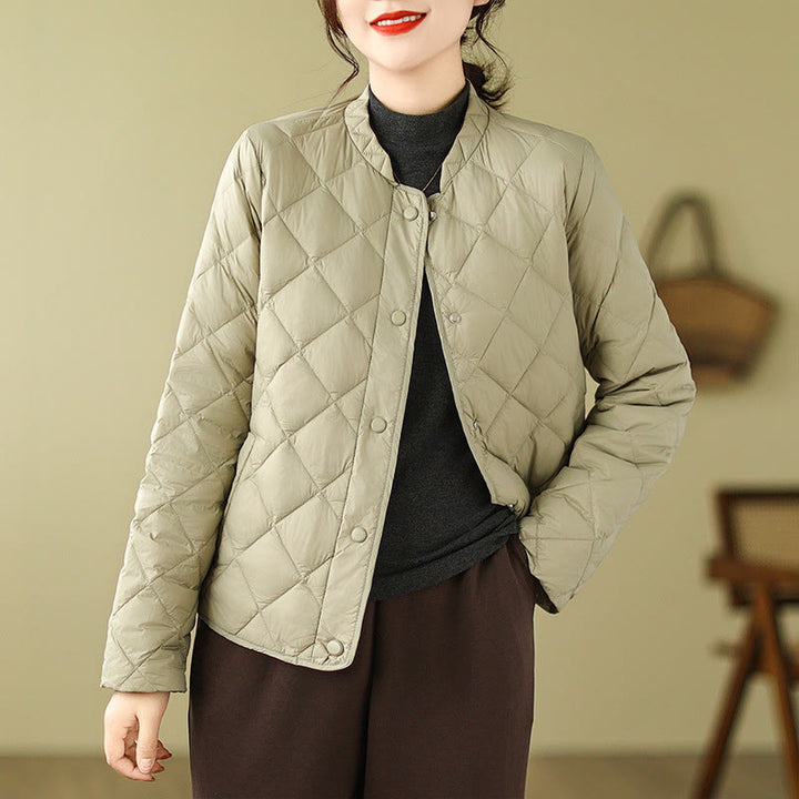 Buddha Stones Women's Fall Long Sleeve Diamond Quilted Design Cotton Thermal Jacket With Pockets - DarkKhaki - US8-10，UK/AU12-14，EU40-42 (2XL) - image 20