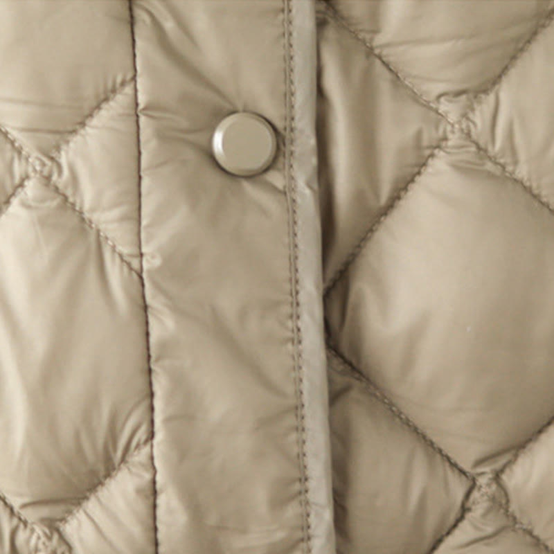 Buddha Stones Women's Fall Long Sleeve Diamond Quilted Design Cotton Thermal Jacket With Pockets - image 11