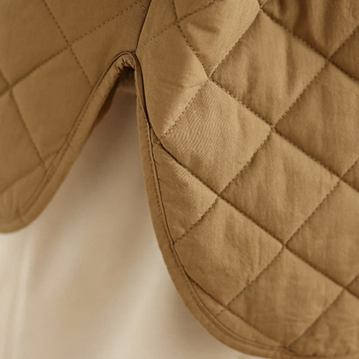 Buddha Stones Women's Buttons Design Cotton Thermal Diamond-quilted Long Sleeve Jacket With Pockets - image 9