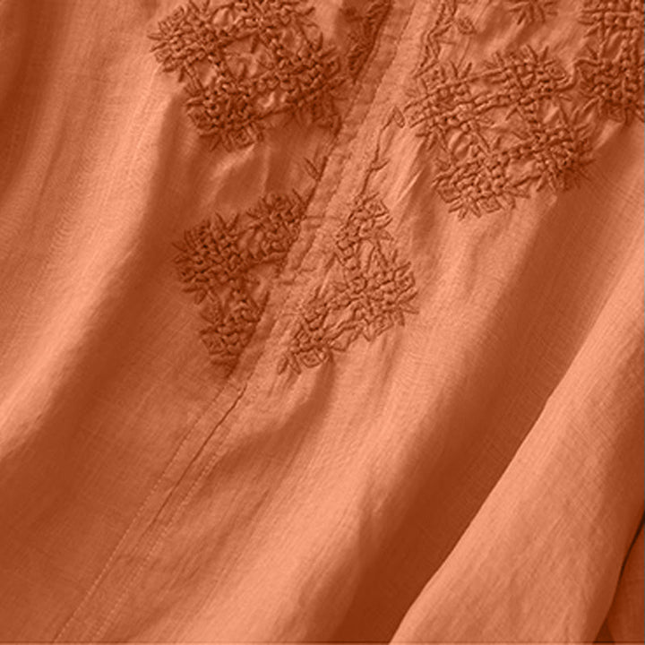 Buddha Stones V-Neck Lines Embroidery Women's Half Sleeve Shirt - image 6