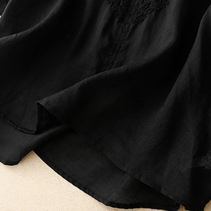 Buddha Stones V-Neck Lines Embroidery Women's Half Sleeve Shirt - image 13