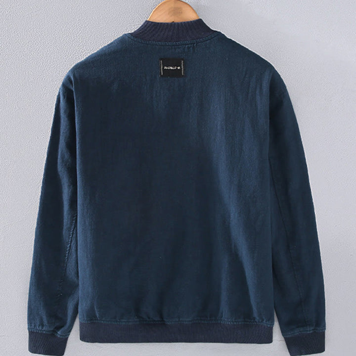 Buddha Stones Winter Zipper Design Stand Collar Men's Cotton Linen Long Sleeve Jacket With Pockets - image 3