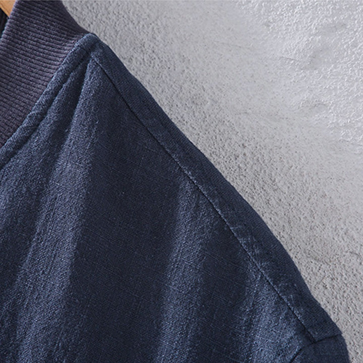 Buddha Stones Winter Zipper Design Stand Collar Men's Cotton Linen Long Sleeve Jacket With Pockets - image 6