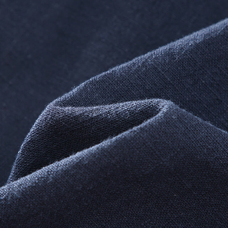 Buddha Stones Winter Zipper Design Stand Collar Men's Cotton Linen Long Sleeve Jacket With Pockets - image 7