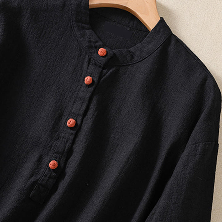 Buddha Stones Casual Buttons Crew Neck Women's Long Sleeve Shirt With Pockets - image 12
