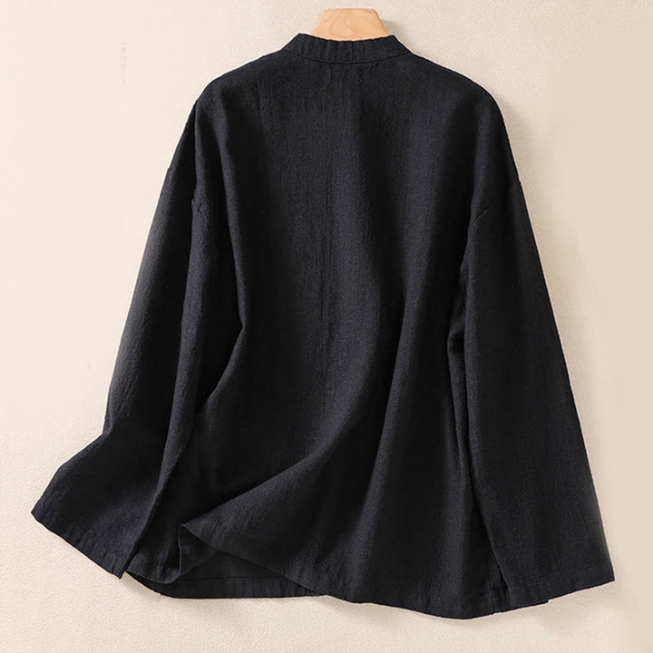 Buddha Stones Casual Buttons Crew Neck Women's Long Sleeve Shirt With Pockets - image 10