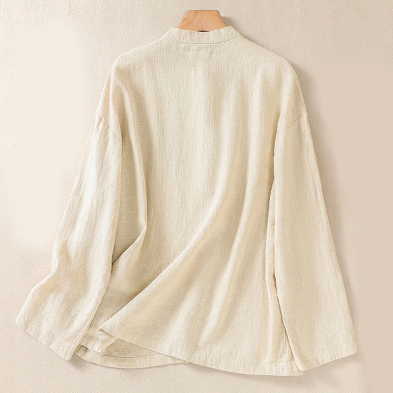 Buddha Stones Casual Buttons Crew Neck Women's Long Sleeve Shirt With Pockets - image 17