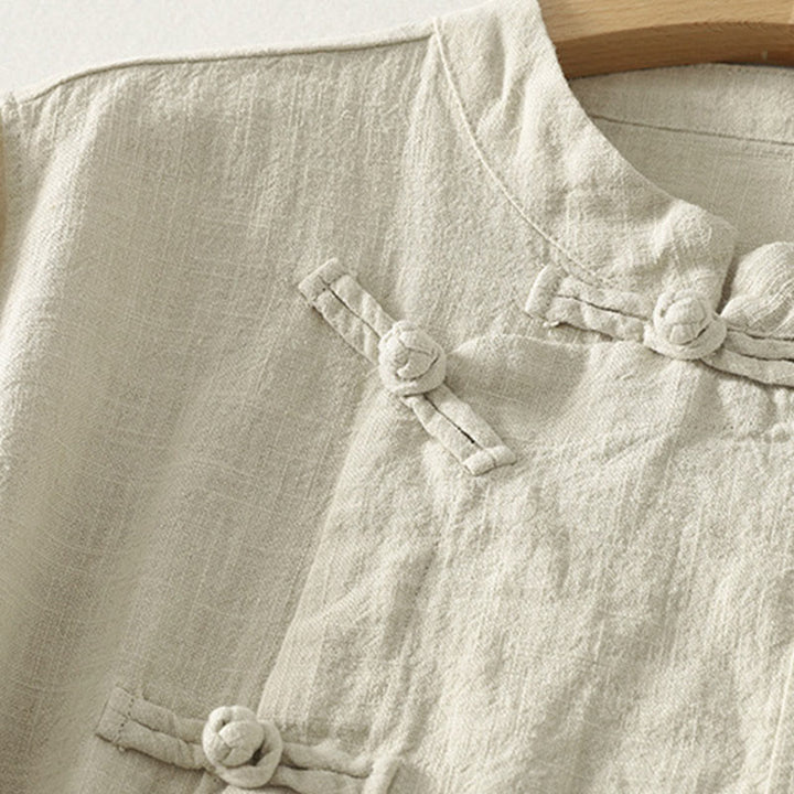 Buddha Stones Casual Plain Frog-buttons Women's Long Sleeve Shirt - image 8