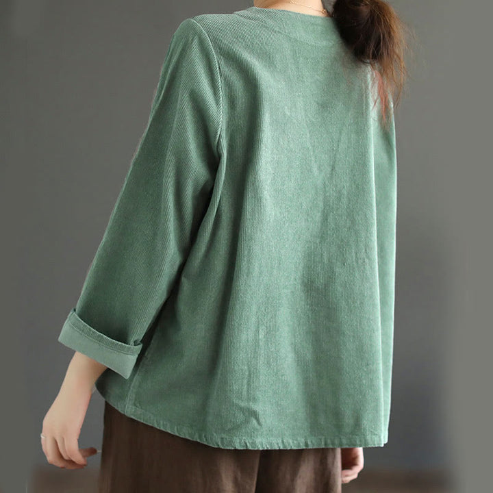 Buddha Stones Women's Cotton Long Sleeve Corduroy Jacket With Pockets - image 11