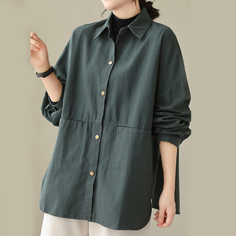 Buddha Stones Casual Solid Color Women's Long Sleeve Jacket With Pockets - image 4