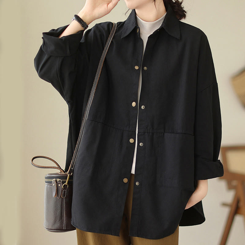 Buddha Stones Casual Solid Color Women's Long Sleeve Jacket With Pockets - image 16