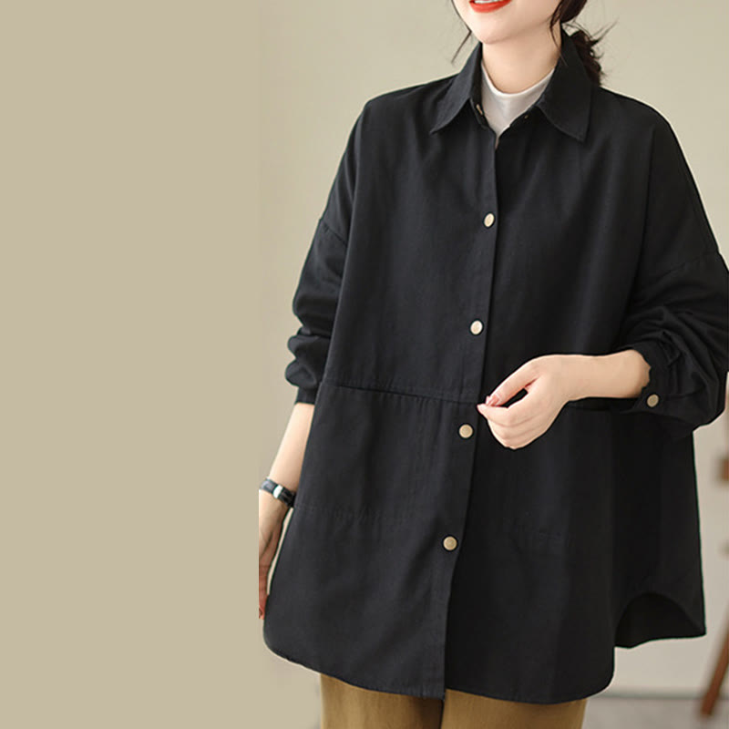 Buddha Stones Casual Solid Color Women's Long Sleeve Jacket With Pockets - image 20