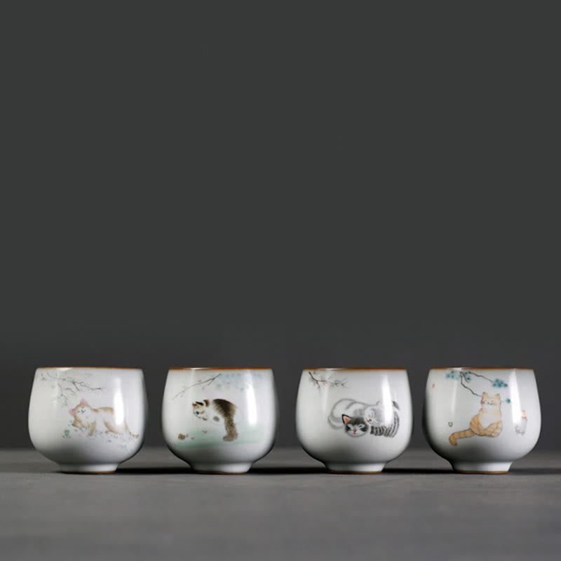 Buddha Stones Cute Cat Branches Teacup Kung Fu Tea Cup With Gift Box - image 10
