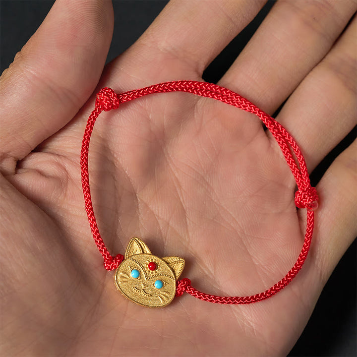 Buddha Stones 925 Sterling Silver Cat Red String Bracelet - image 3