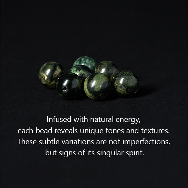 Buddha Stones Natural Grey Jasper Kambamba Jasper Om Mani Padme Hum Formless Buddha Healing Bracelet - image 5