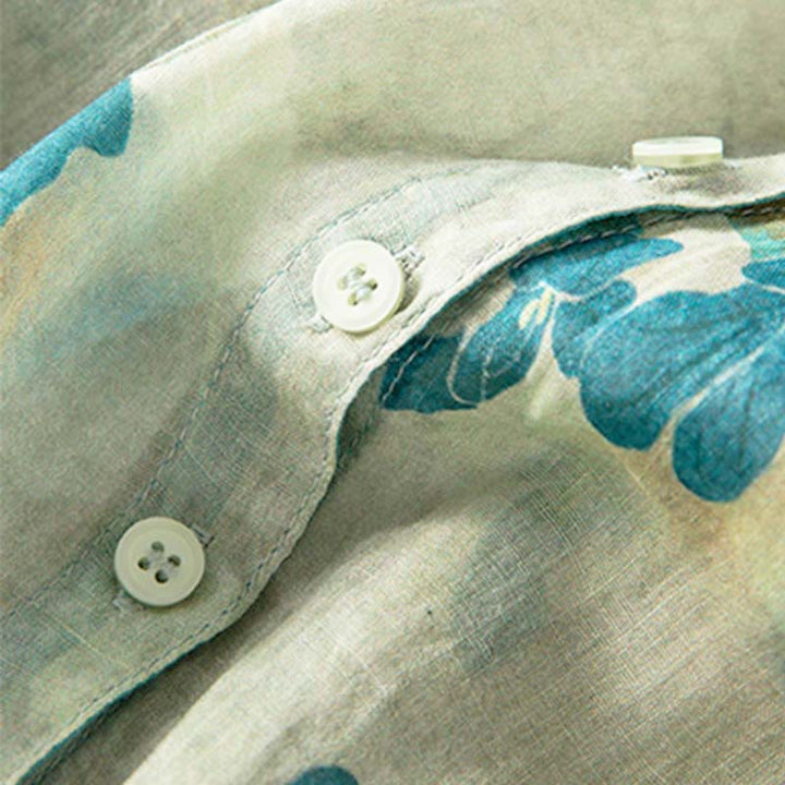 Buddha Stones Half Sleeve Color Contrast Floral Pattern Midi Dress With Pockets - image 10