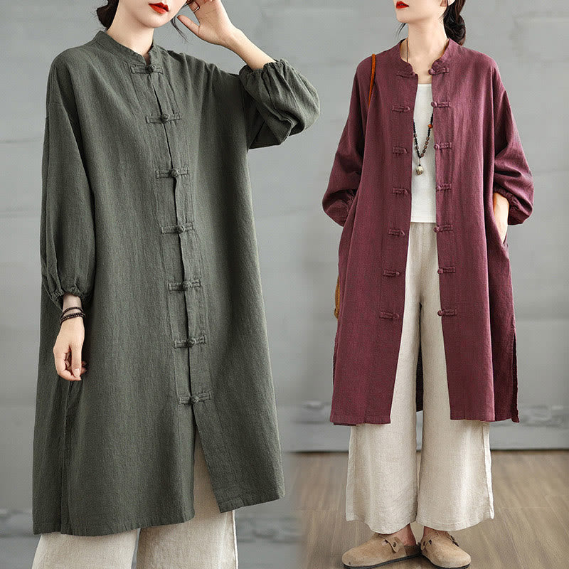 Buddha Stones Casual Frog-button Women's  Coat With Pockets - image 11